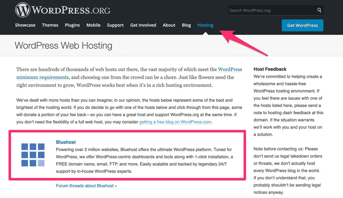 Hosting Bluehost WordPress