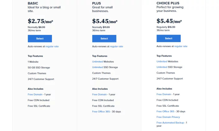 Cennik Bluehost dla najlepszego hostingu WordPress
