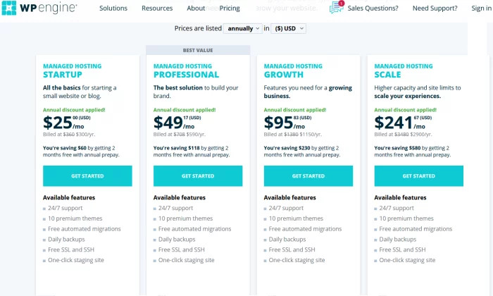Ceny WP Engine dla najlepszego hostingu WordPress