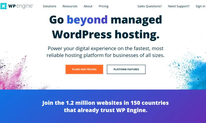 Strona powitalna WP Engine dla najlepszego hostingu WordPress