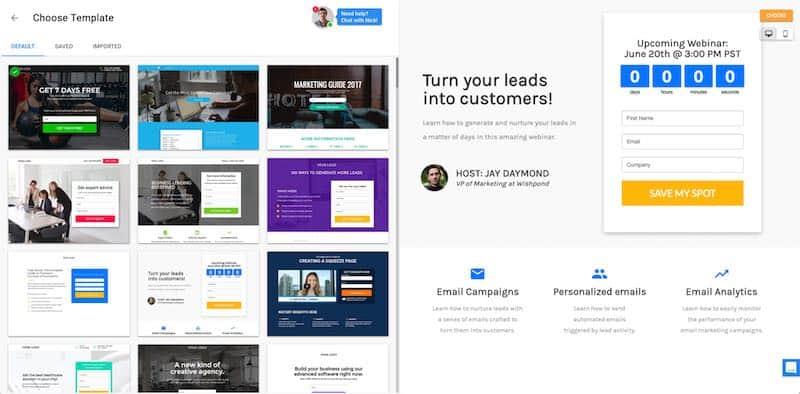 Szablony landing page - Wishpond
