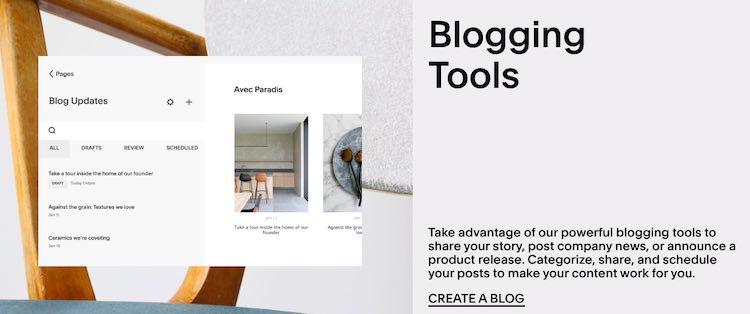 Narzędzia do blogowania Squarespace