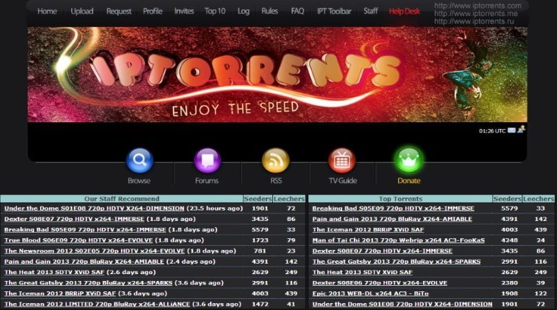 IP torrents homepage