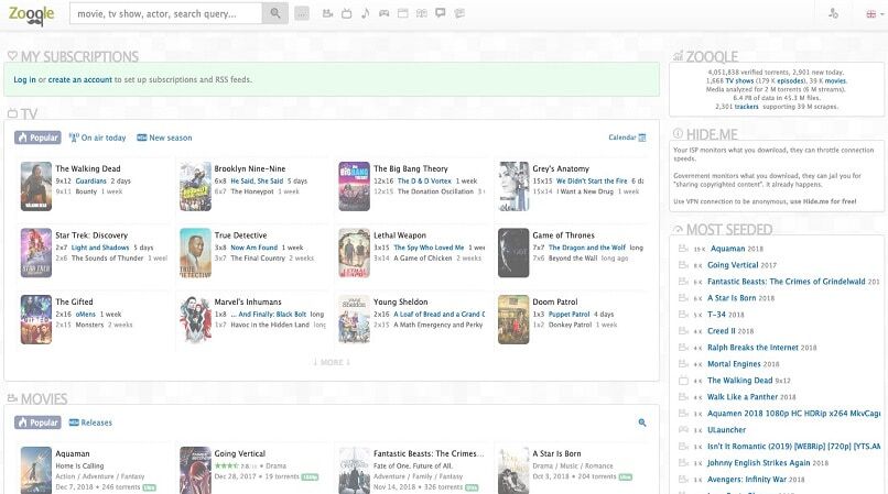 Zooqle homepage