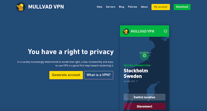 Najlepsze usługi VPN 2019: Mullvad VPN