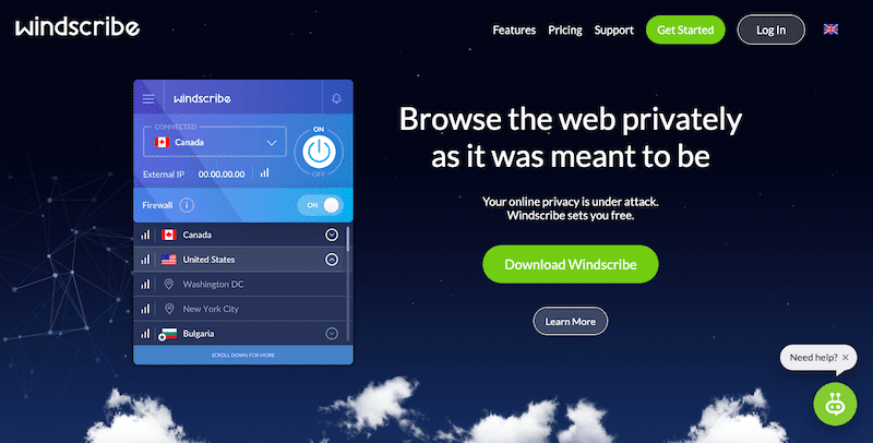 Najlepsze usługi VPN 2019: Windscribe 