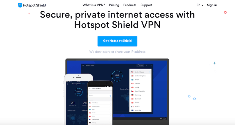 Najlepsze usługi VPN roku 2019: Hotspot Shield 