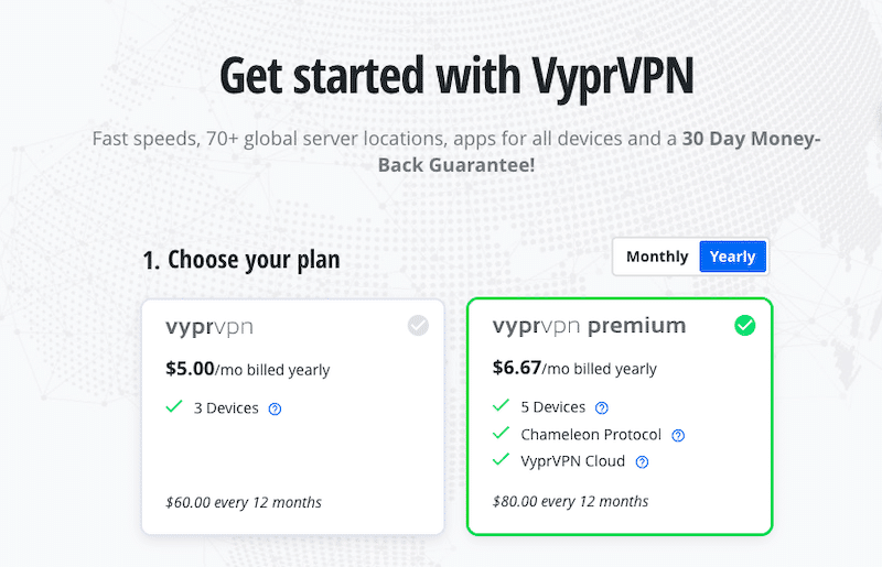 Vypr VPN Roczny plan cenowy 